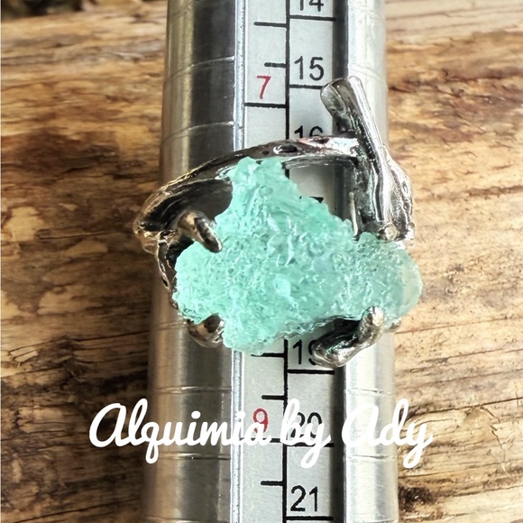 Alquimia Jewelry - Blue acrylic dome silver ring